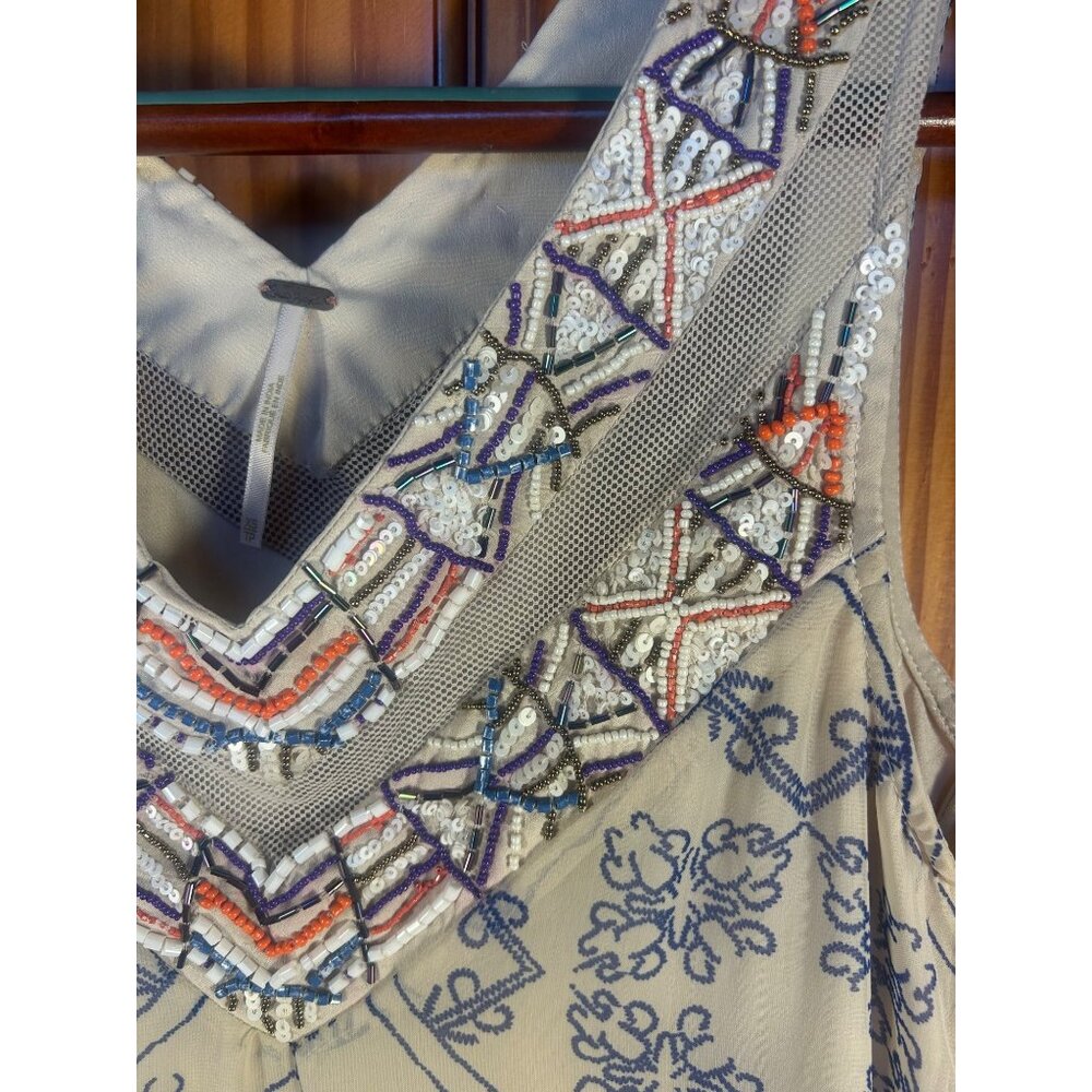 Free People Dress XS Boho Beaded Festival Southwest Print - Picture 6 of 8